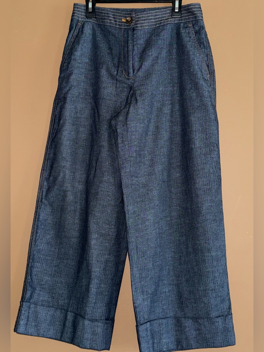 Brooks Brothers Dark Blue Wide-Leg Denim Pants